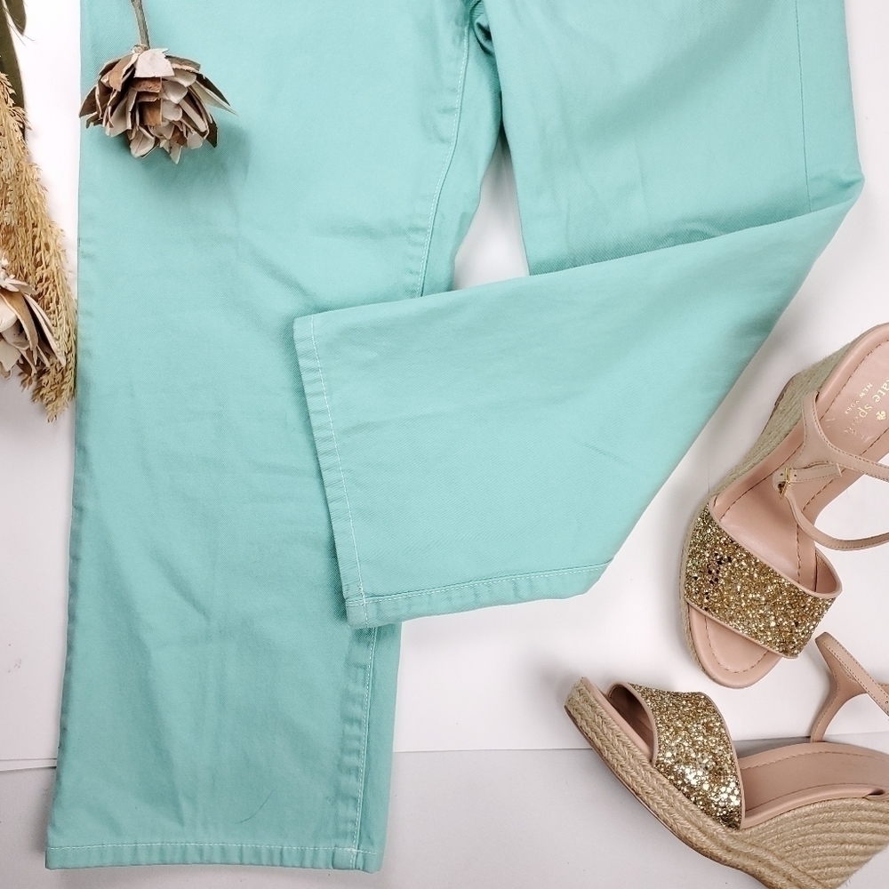 Lands' End Turquoise Original Fit Bootleg Jeans 12 - Picture 8 of 10